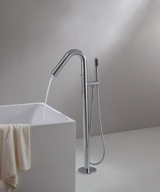 Mitigeur de baignoire sur pied moderne - Chromé