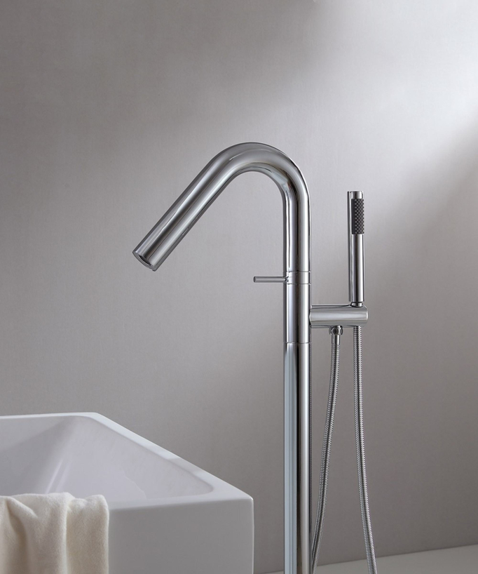 Mitigeur de baignoire sur pied moderne - Chromé