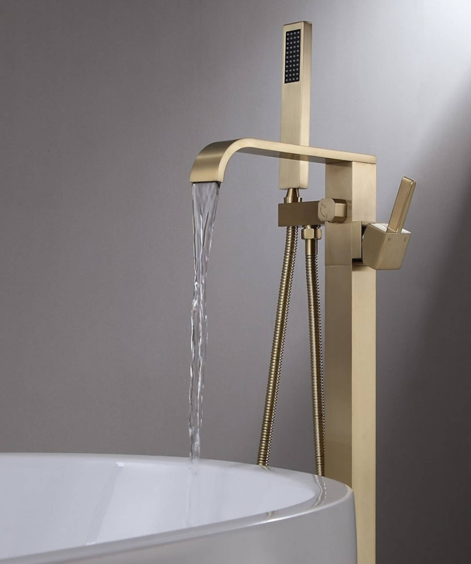 Mitigeur de baignoire au sol Cascade - Doré brossé