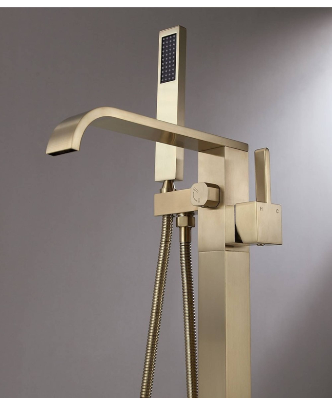 Mitigeur de baignoire au sol Cascade - Doré brossé