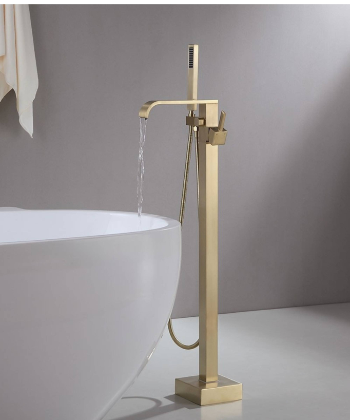 Mitigeur de baignoire au sol Cascade - Doré brossé