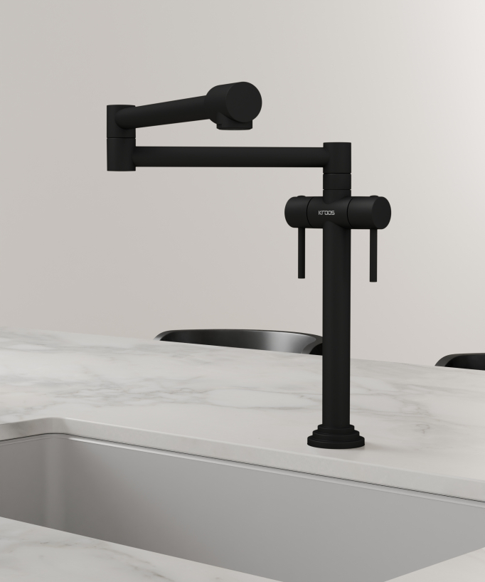 Robinet mélangeur de cuisine style rétro - Noir