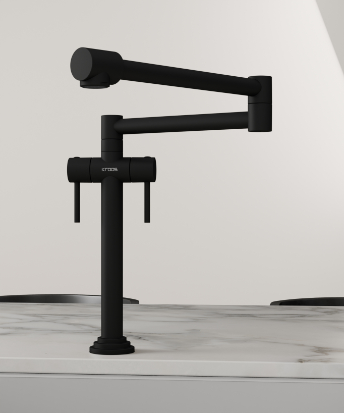 Robinet mélangeur de cuisine style rétro - Noir