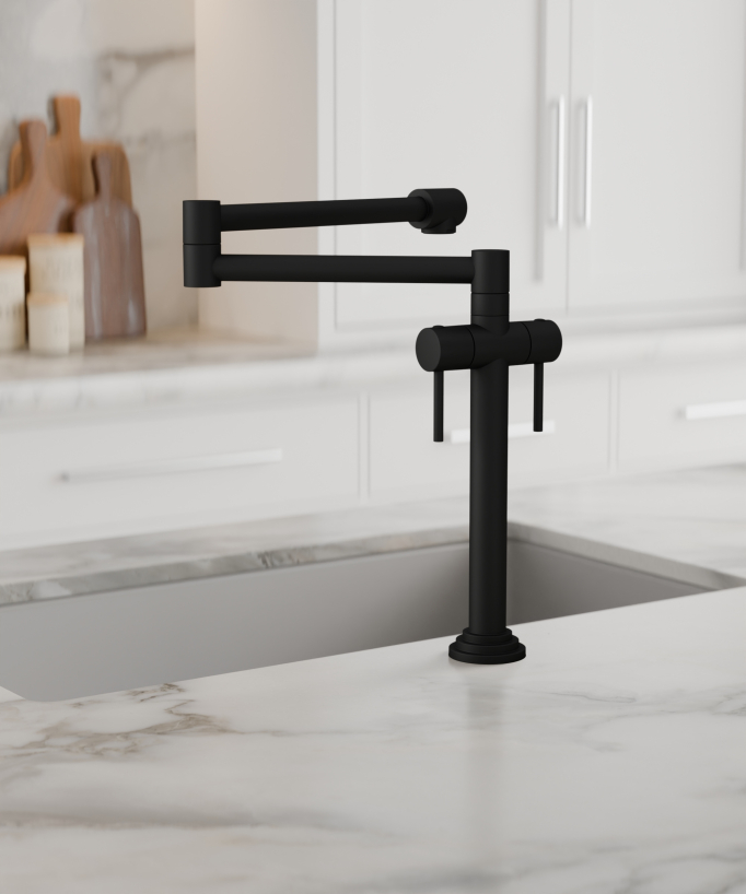 Robinet mélangeur de cuisine style rétro - Noir