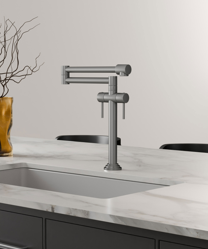Robinet mélangeur de cuisine style rétro - Nickel brossé