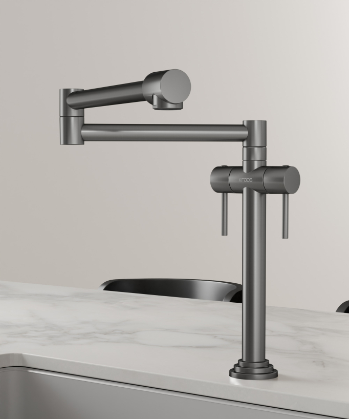 Robinet mélangeur de cuisine style rétro - Nickel brossé