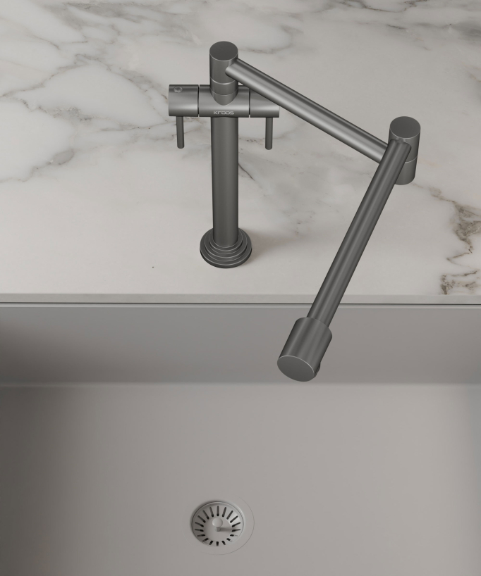 Robinet mélangeur de cuisine style rétro - Nickel brossé
