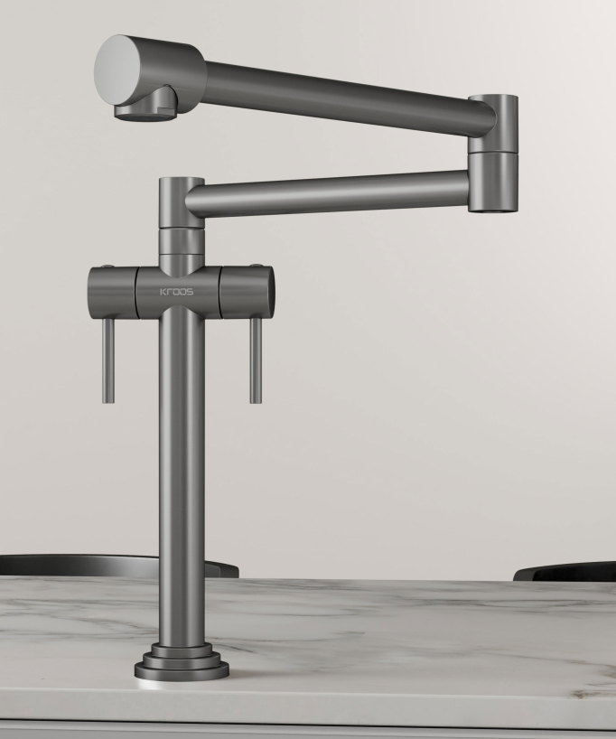 Robinet mélangeur de cuisine style rétro - Nickel brossé