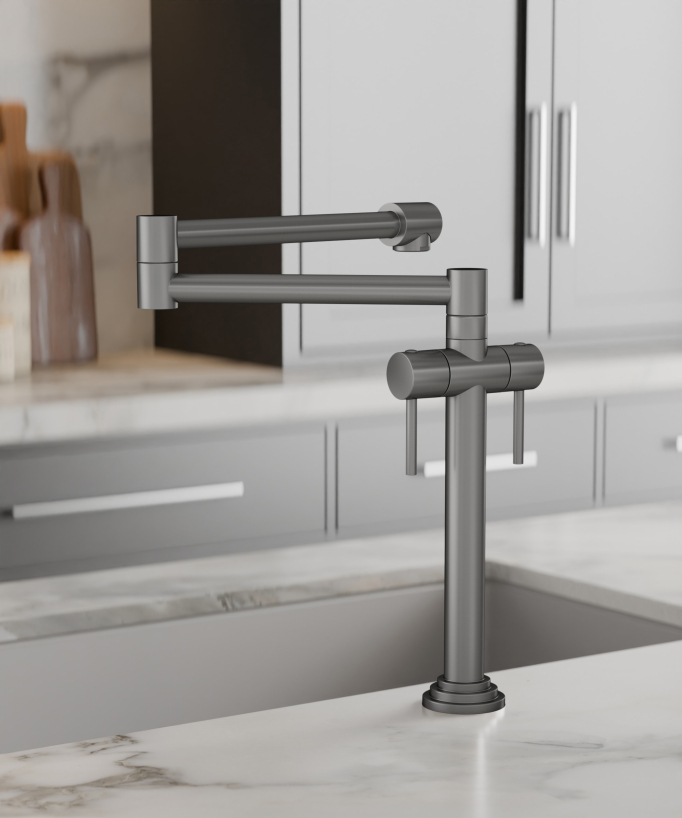 Robinet mélangeur de cuisine style rétro - Nickel brossé