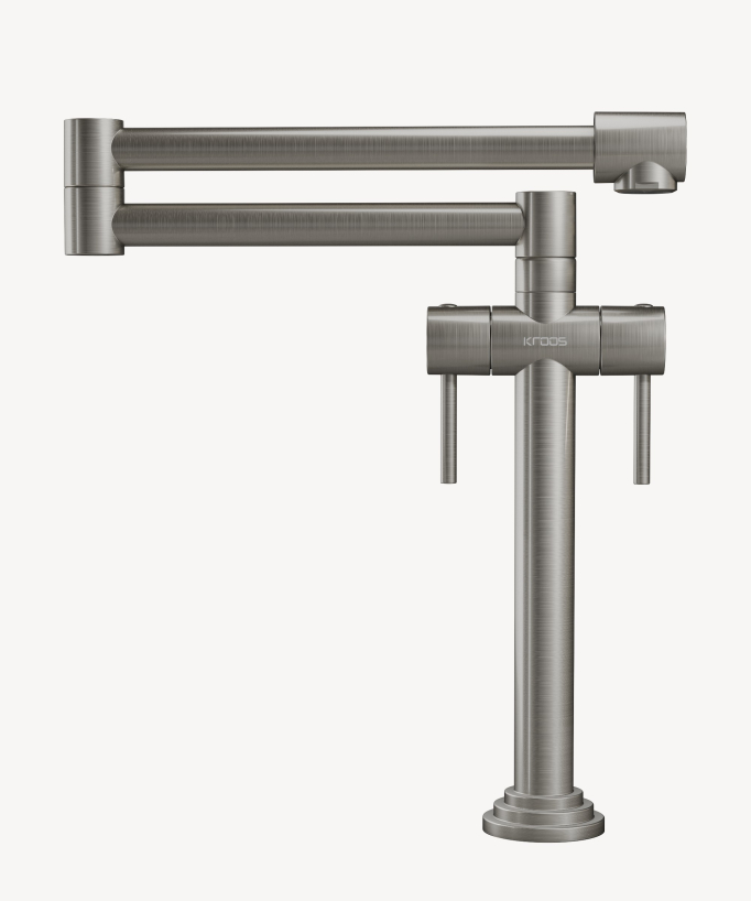 Robinet mélangeur de cuisine style rétro - Nickel brossé