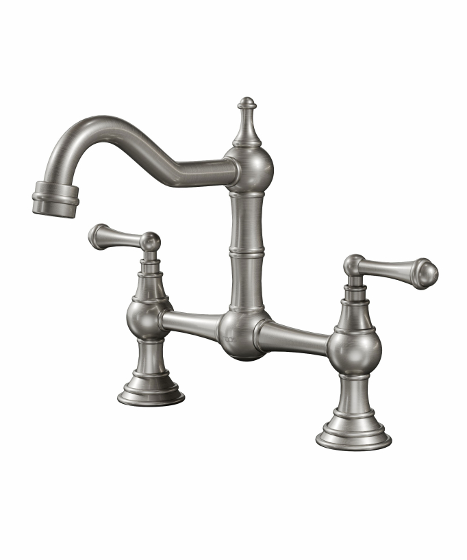 Robinet mélangeur d'évier sur plage style rétro - Nickel brossé