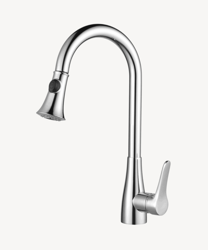 Robinet mitigeur cuisine chromé avec douchette extractible de la gamme Saona
