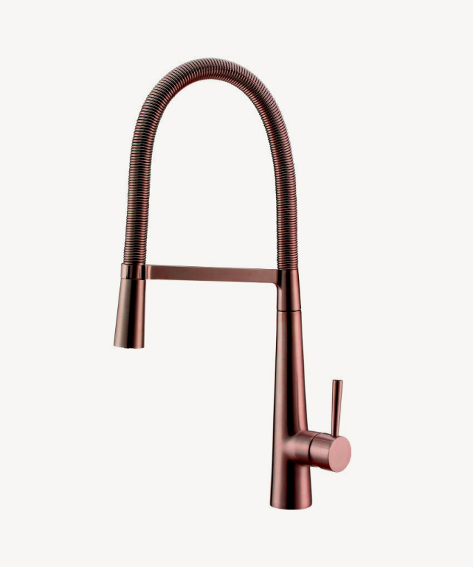 Robinet mitigeur de cuisine haut - Or rose brossé