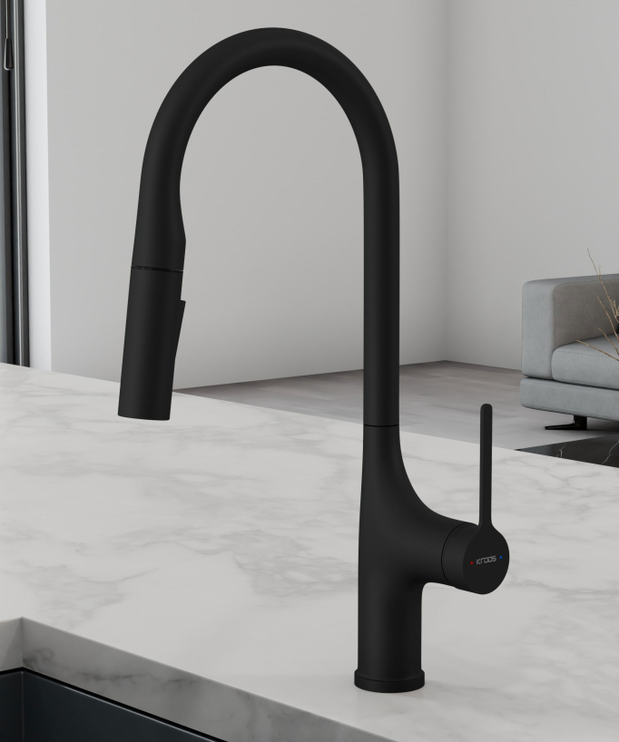 Robinet mitigeur de cuisine contemporain - Noir