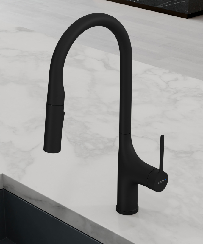 Robinet mitigeur de cuisine contemporain - Noir