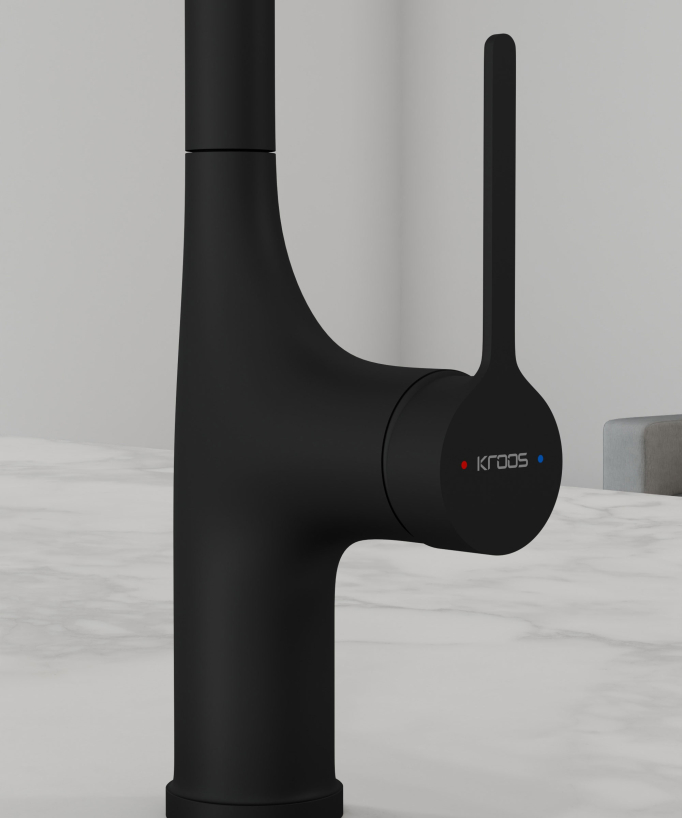 Robinet mitigeur de cuisine contemporain - Noir