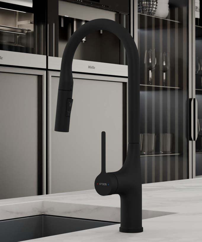 Robinet mitigeur de cuisine contemporain - Noir