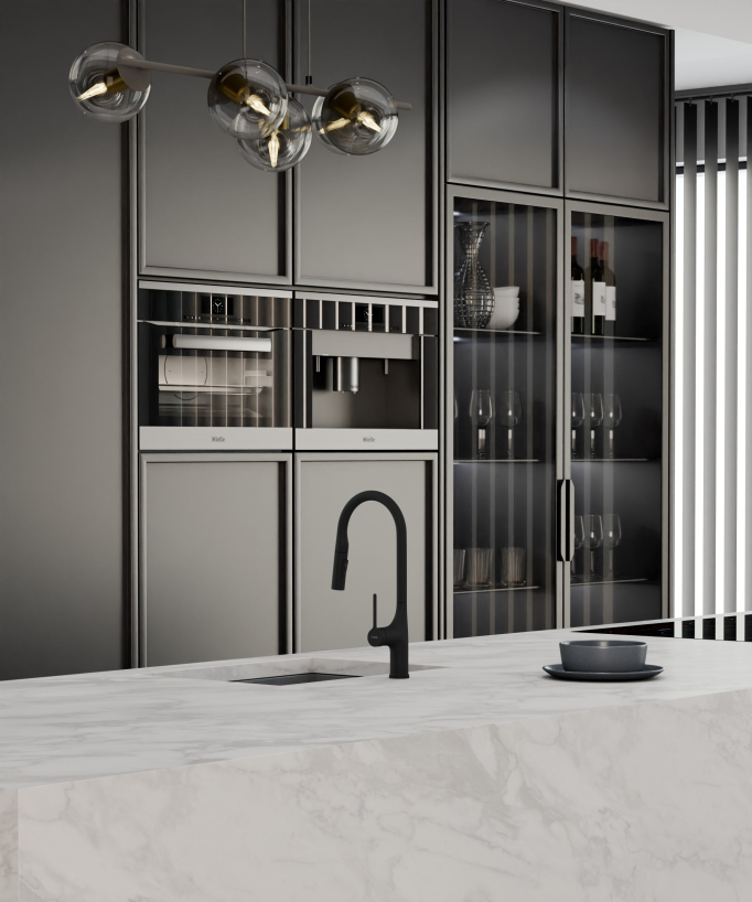 Robinet mitigeur de cuisine contemporain - Noir