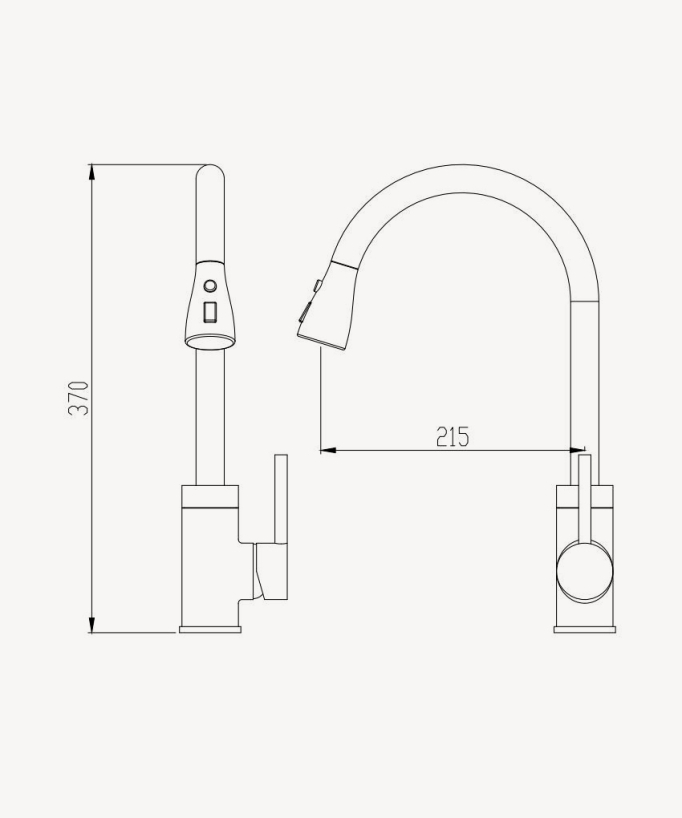 Robinet mitigeur de cuisine & douchette extractible - Doré brossé