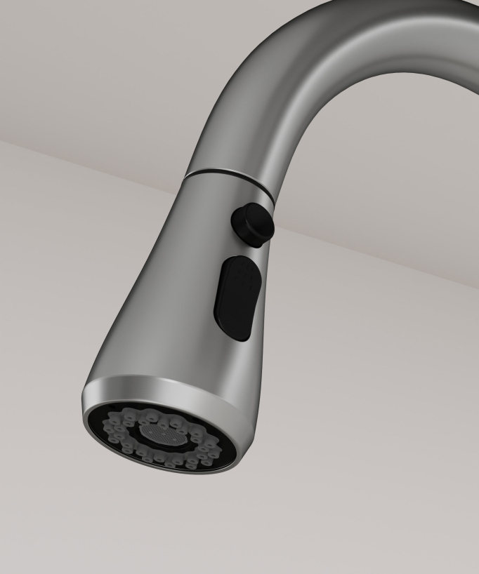 Robinet mitigeur de cuisine avec douchette extractible - Nickel brossé