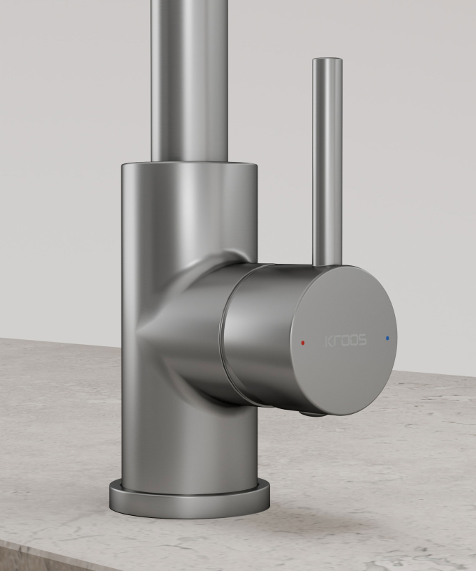 Robinet mitigeur de cuisine avec douchette extractible - Nickel brossé