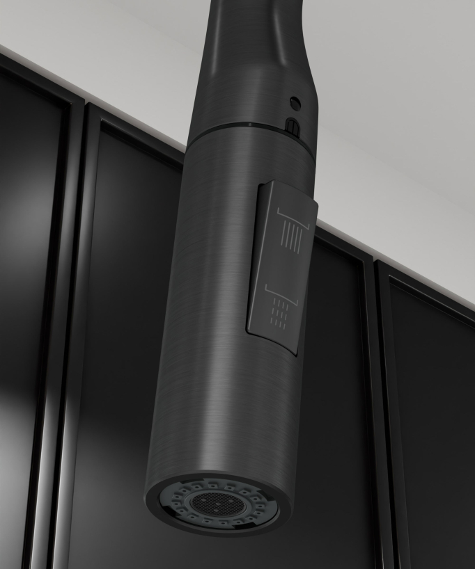Robinet mitigeur de cuisine contemporain - Gun métal