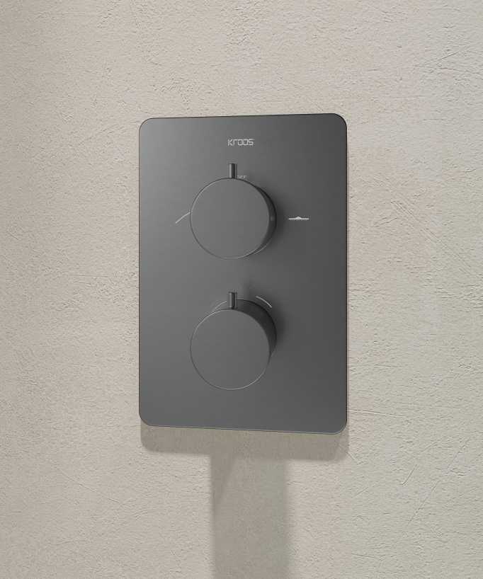 Pack mitigeur de douche thermostatique encastré Gun métal - Fiumina