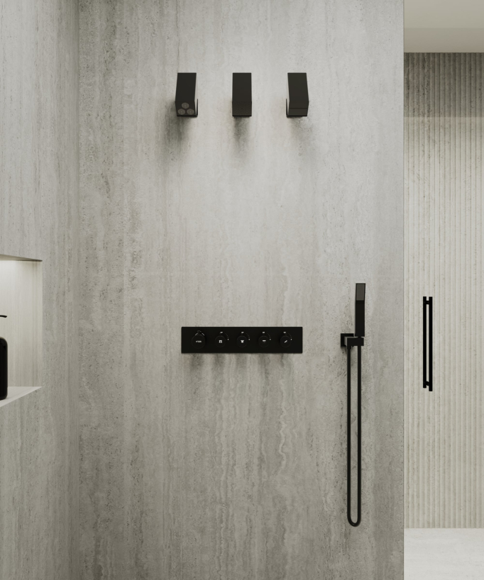 Pack mitigeur thermostatique multi-fonctions avec pommeau orientable - Sirius