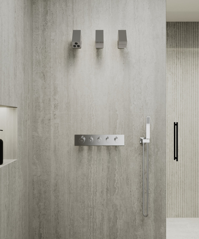 Pack mitigeur thermostatique multi-fonctions avec pommeau orientable - Sirius