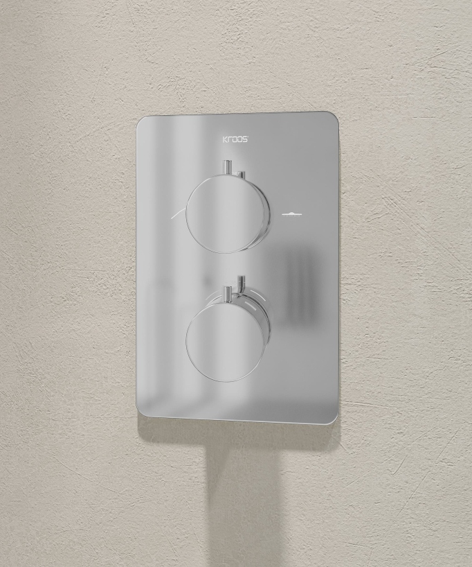 Pack mitigeur de douche thermostatique encastré Chromé - Fiumina