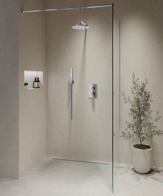 Pack mitigeur de douche thermostatique encastré Chromé - Fiumina