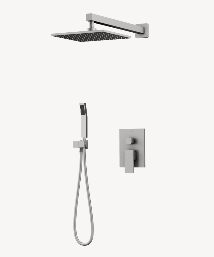 Colonne de douche encastrée - Mitigeur, pommeau pluie extra plat et douchette amovible - Sirius