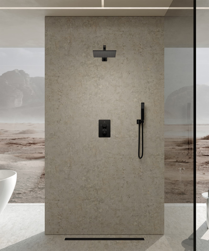 Colonne de douche thermostatique encastrée Noir - Sirius
