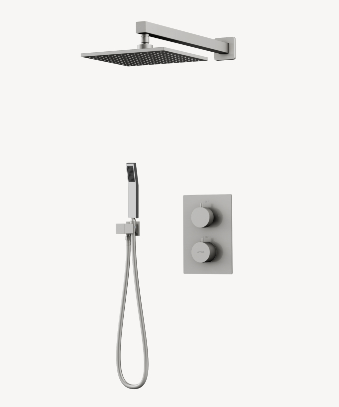Colonne de douche thermostatique encastrée Nickel brossé - Sirius