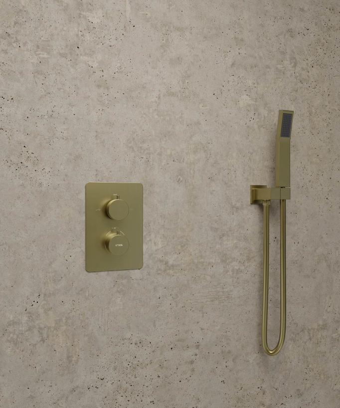 Colonne de douche thermostatique encastrée Doré brossé - Sirius