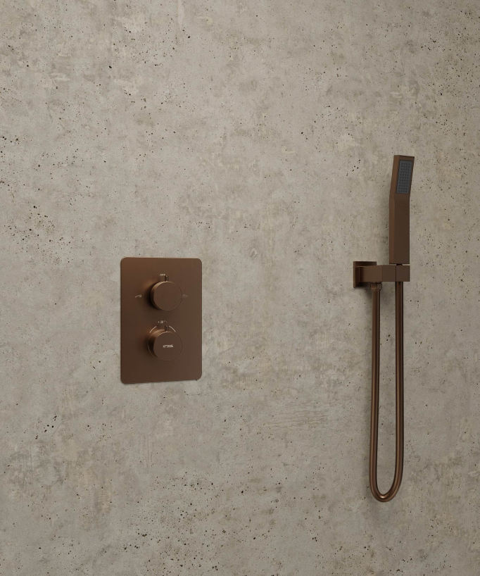Colonne de douche thermostatique encastrée Or rose brossé - Sirius