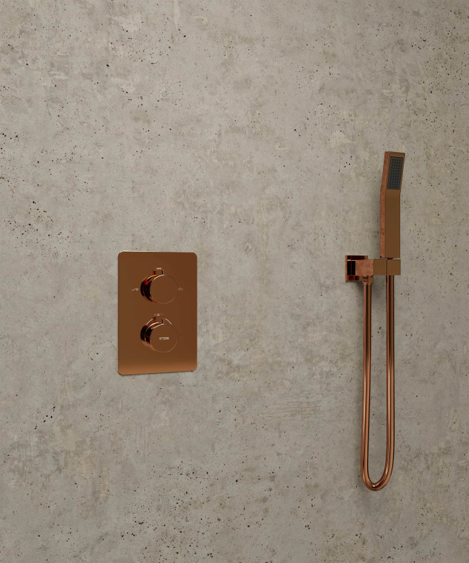 Colonne de douche thermostatique encastrée Or rose - Sirius
