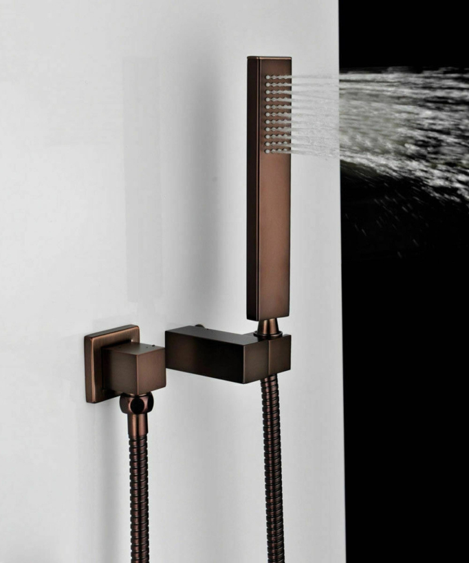 Colonne de douche encastrée thermostatique multifonction cuivré Celaya