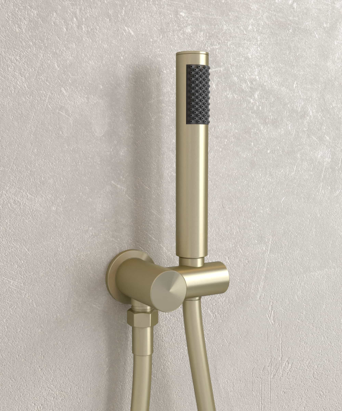 Kit douche encastrable moderne jet de pluie Doré brossé - Corbeau