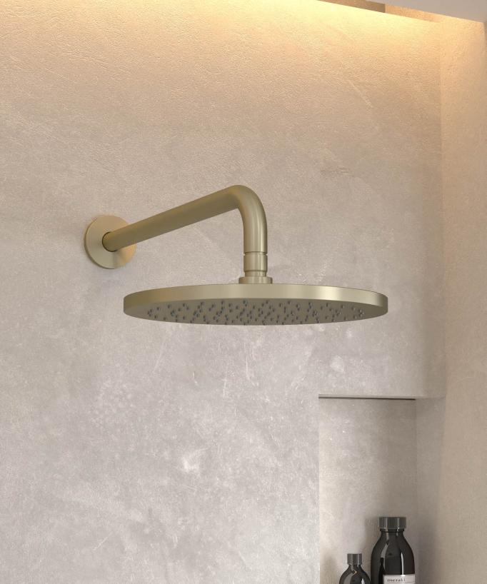 Kit douche encastrable moderne jet de pluie Doré brossé - Corbeau