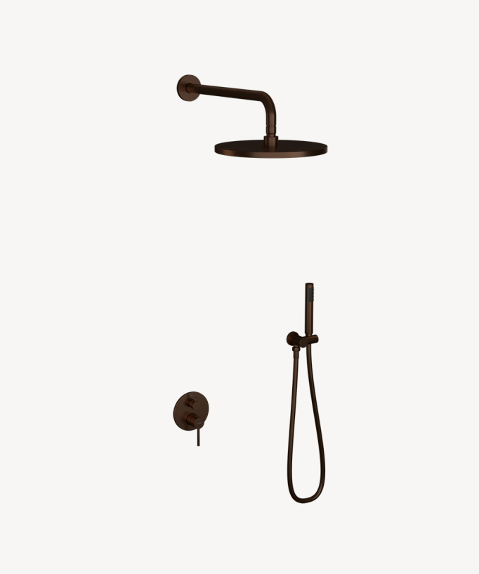 Kit douche encastrable moderne jet de pluie Moka brossé - Corbeau