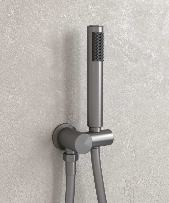 Kit douche encastrable moderne jet de pluie Gun métal - Corbeau