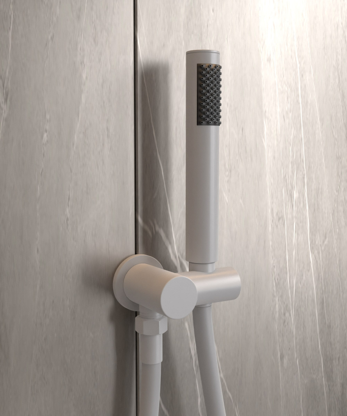 Kit douche encastrable moderne jet de pluie Blanc - Corbeau