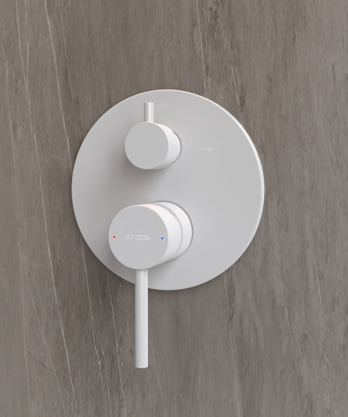 Kit douche encastrable moderne jet de pluie Blanc - Corbeau