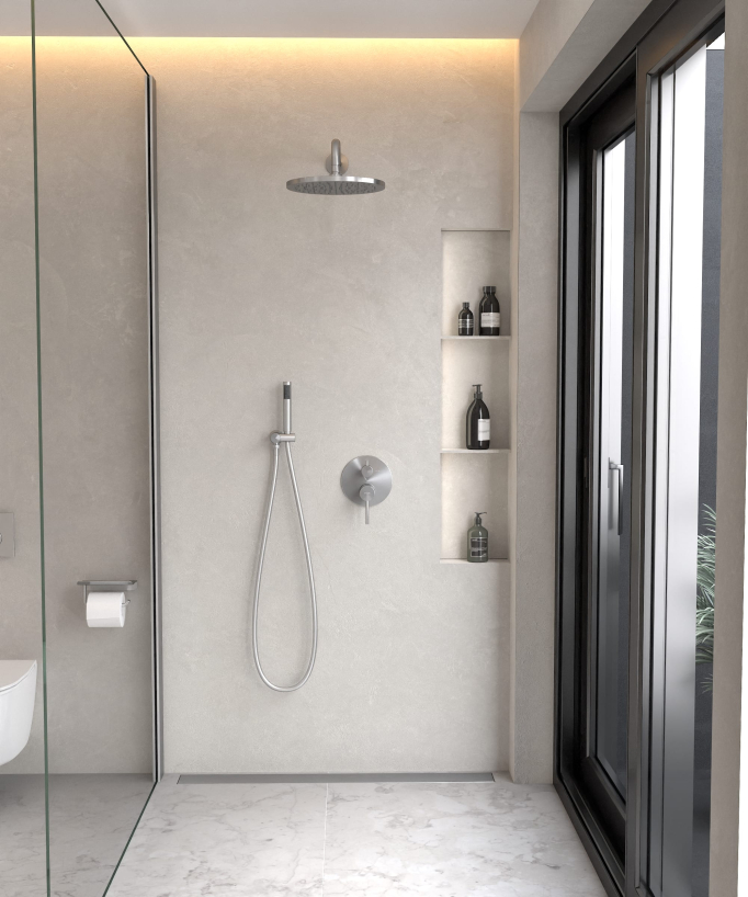 Kit douche encastrable moderne jet de pluie - Corbeau