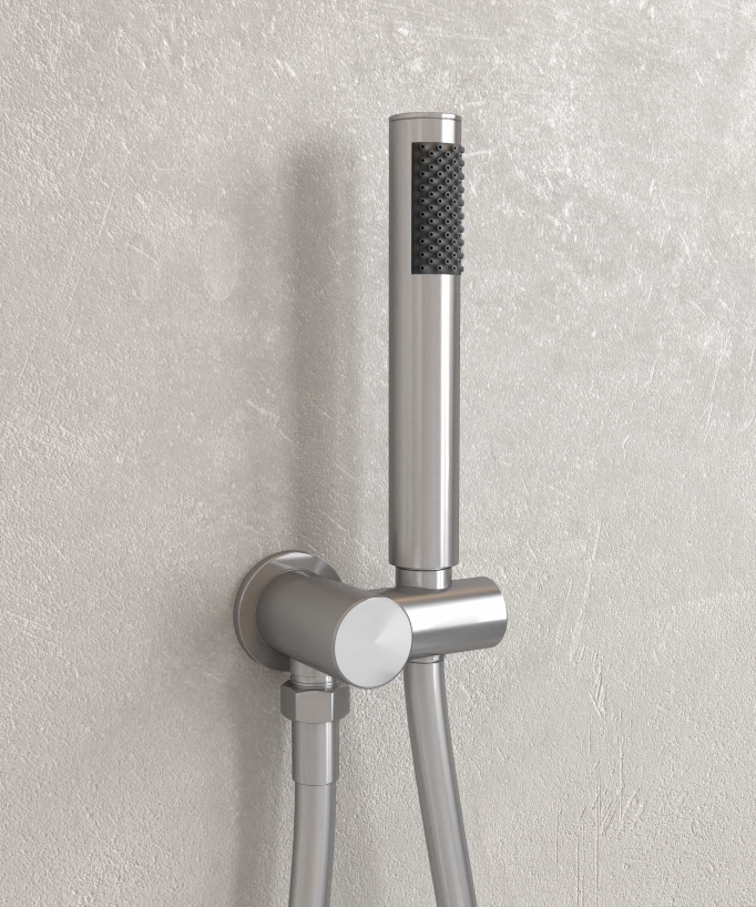 Kit douche encastrable moderne jet de pluie Nickel brossé - Corbeau
