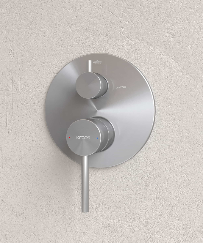 Kit douche encastrable moderne jet de pluie Nickel brossé - Corbeau