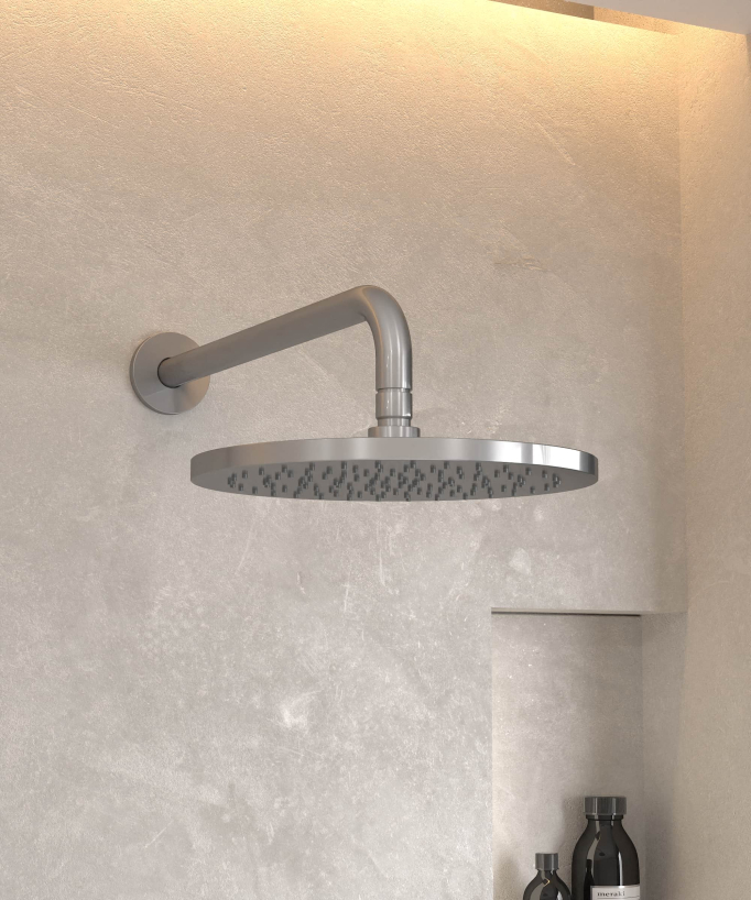 Kit douche encastrable moderne jet de pluie Nickel brossé - Corbeau