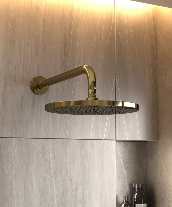 Kit douche encastrable moderne jet de pluie Doré - Corbeau