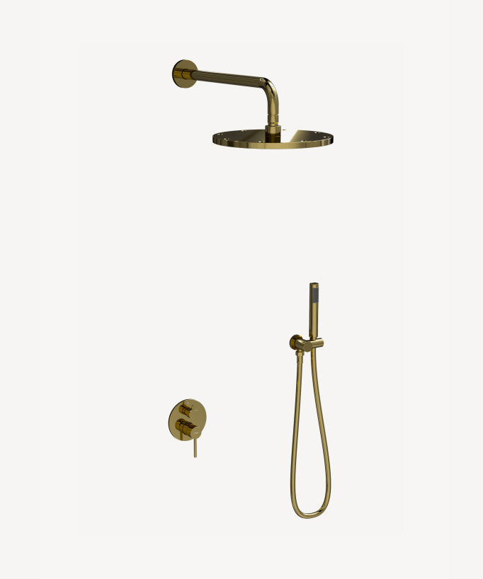 Kit douche encastrable moderne jet de pluie Doré - Corbeau